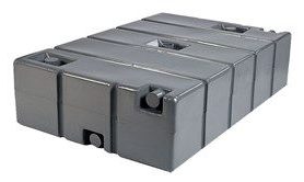 Low-profile gray 250-gallon waste holding tank